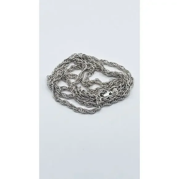 925 Silver Figaro Twisted Rope Chain Necklace Italy Stunning Chunky Long 34”